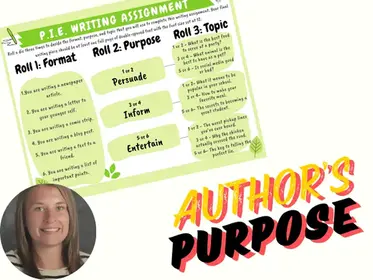 Author's Purpose Dice Roll Writing Activity