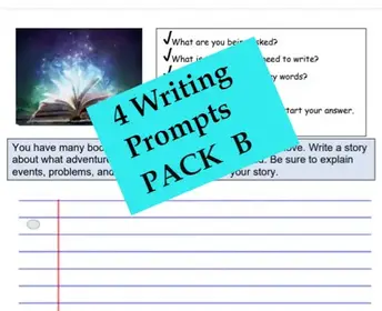 Writing Prompts (4) Genres: Imaginative, Personal Narratives, Opinion, Letter Writing-PACK B