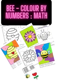 Color by Number Spring-Summer Bee Theme with Multiplication and Addition