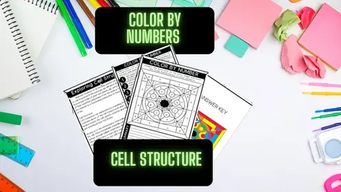 Color by numbers: Plant and Animal Cell structures and functions - Biology