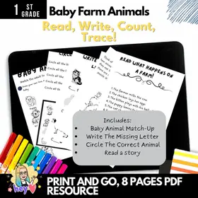 Baby Farm Animals Activity Pack: Read, Write, Count, Trace!