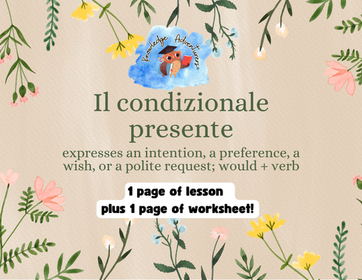 Itailan Verb Tenses: Conditional Present (Condizionale Presente) of Regular Verbs