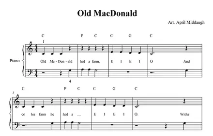 FEBRUARY FREEBIE Old MacDonald Easy Piano Sheet Music