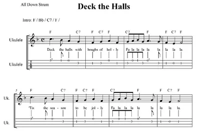 Deck the Halls Christmas Sheet Music: Simple Version