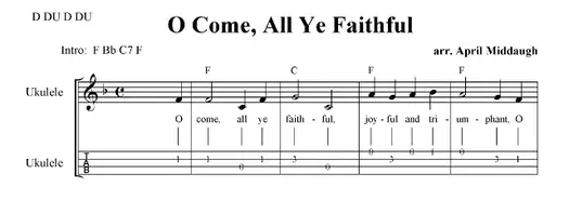 O Come All Ye Faithful, Christmas Sheet Music (Key of F)