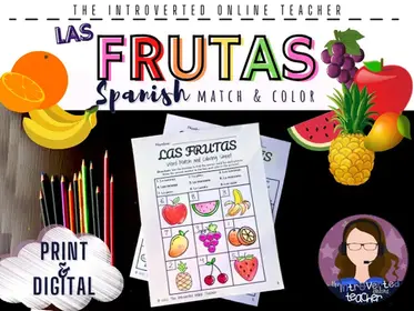 Spanish Fruit Las Frutas Vocabulary Coloring Worksheets