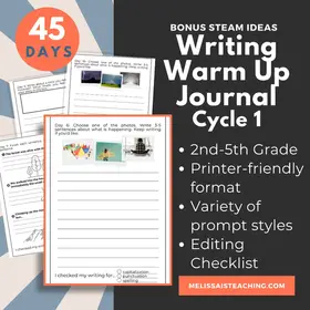 Writing Warm Up Journal for 2nd 3rd 4th 5th Grade Printable, Editing Checklist