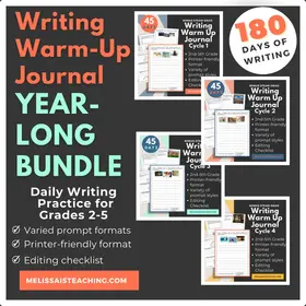 Writing Warm Up Journal FULL YEAR for 2nd 3rd 4th 5th Grade Printable, 180 Days