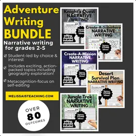 Survival, Geography & Adventure Writing 5-Pack | Narrative Writing BUNDLE + Editing Checklist BONUS STEAM Ideas