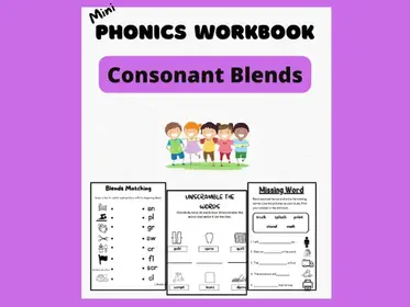 Consonant Blends Phonics Spelling Workbook Worksheets!