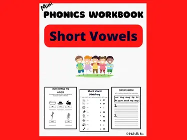 Short Vowels Phonics Spelling Workbook Worksheets!