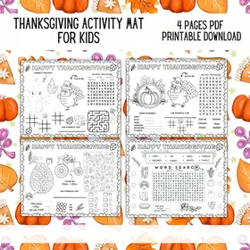 Thanksgiving Activity Mats for Kids