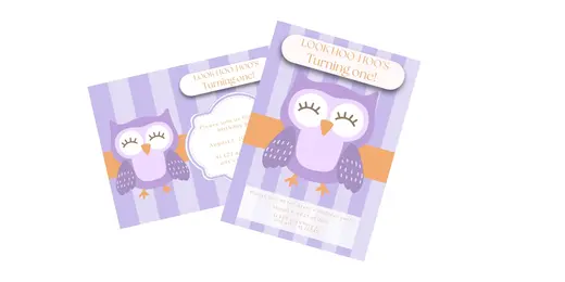 Cute Owl 1st Birthday Party Invite