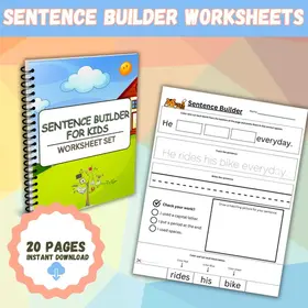 20 Sentence Builder ELA Worksheets