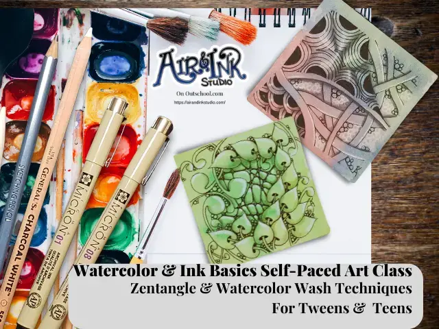 Watercolor & Zentangle Ink Pattern Art Class